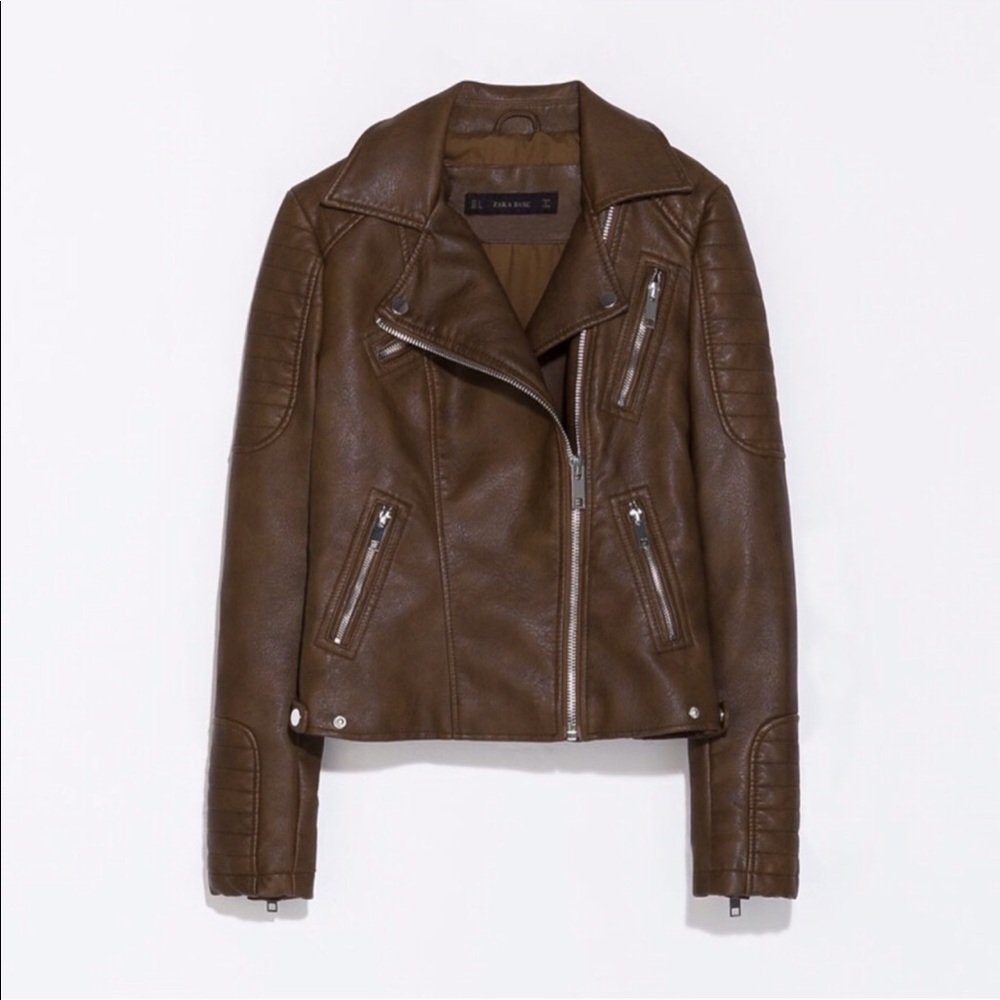 Chocolate Faux Leather Motorcycle Jacket